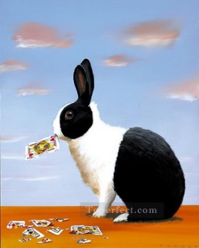 ウサギとポーカー Oil Paintings